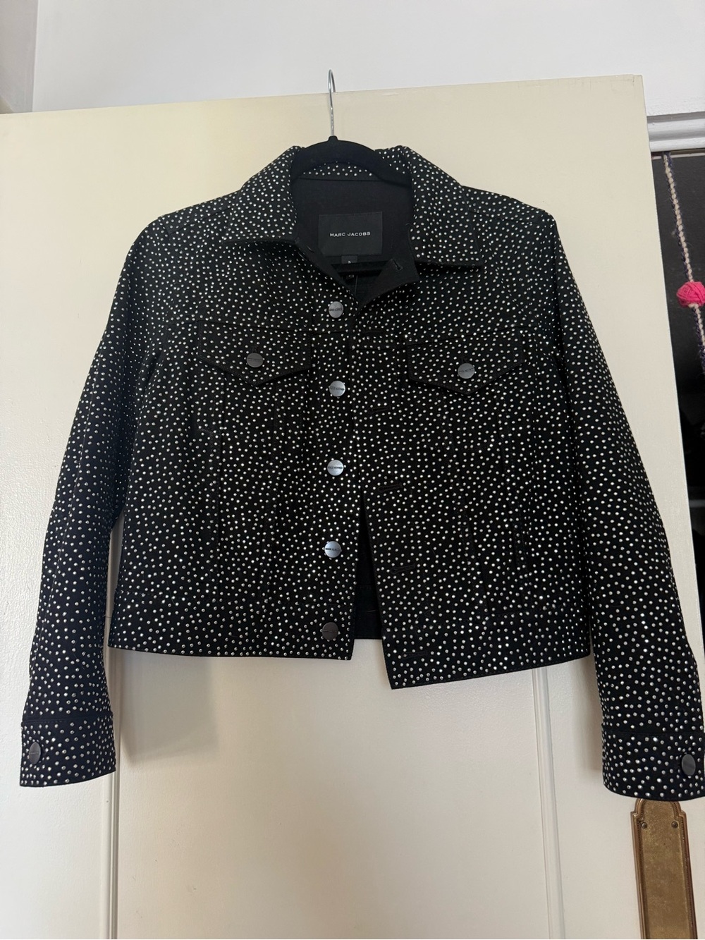 Marc Jacobs Black Jean Jacket with White Polka Dot Print Size S